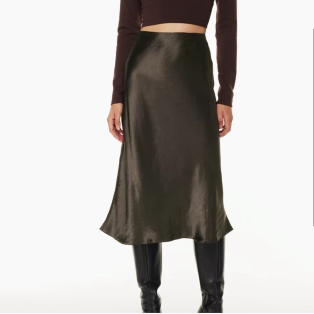 Babaton slip satin midi skirt